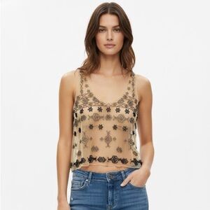 Zara NWT Limited Edition Beaded Embroidered Shear Crop Top Blouse Top Small